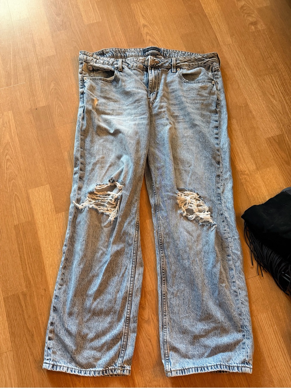 Aeropostale Light Blue Distressed Wide Leg Jeans